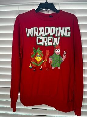 SpongeBob Squarepants Red Crewneck Sweatshirt (Christmas Graphic)